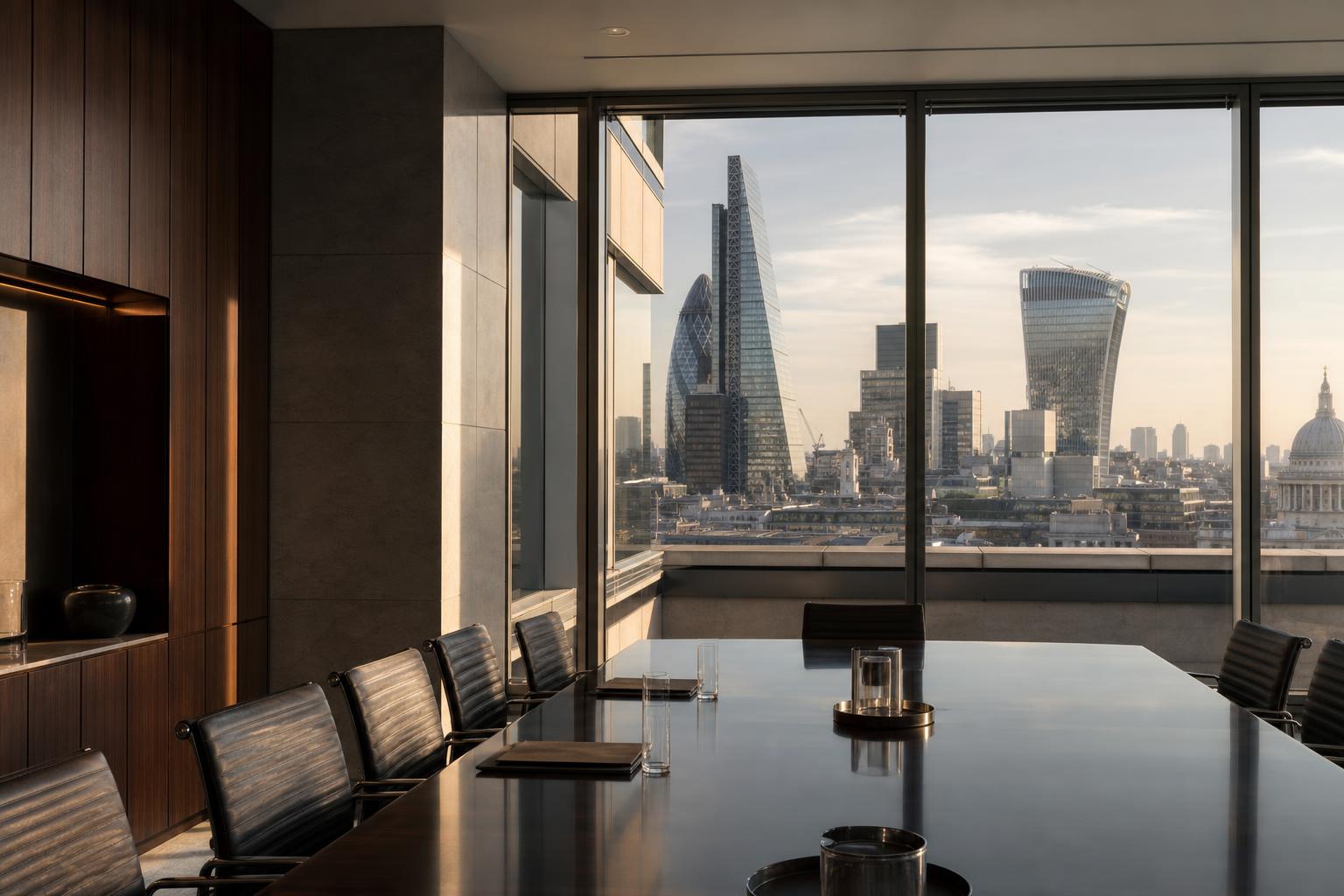 Institutional boardroom overlooking London